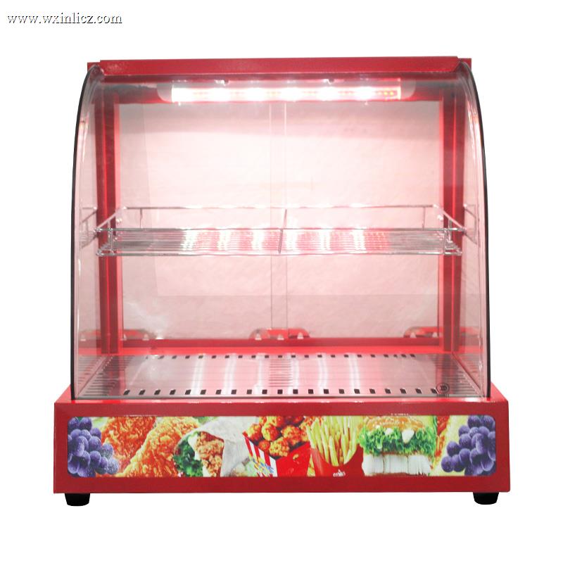 Stainless Steel Commercial Kitchen Electric Arc Glass Food Display Warmer Machine