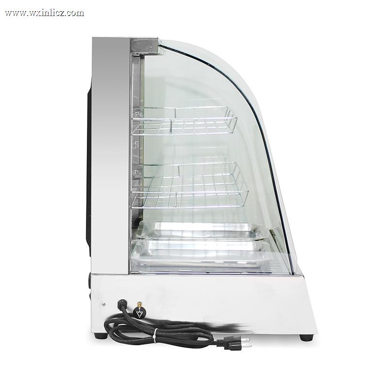 Stainless Steel Commercial Kitchen Electric Arc Glass Food Display Warmer Machine