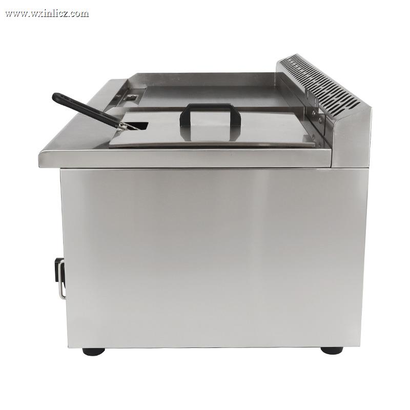 Stainless Steel Natural Gas/LPG Commercial Kitchen Countertop Griddle with Fryer