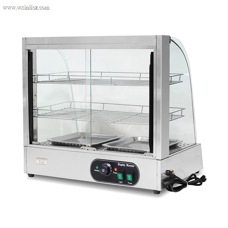 Stainless Steel Commercial Kitchen Electric Arc Glass Food Display Warmer Machine