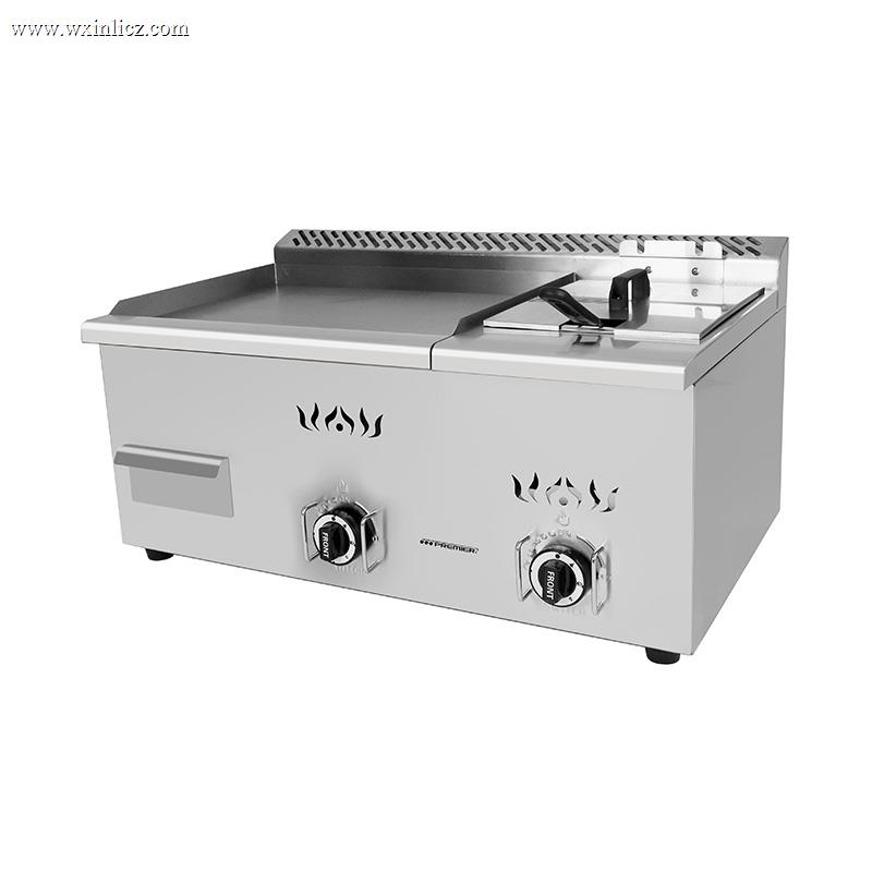 Stainless Steel Natural Gas/LPG Commercial Kitchen Countertop Griddle with Fryer