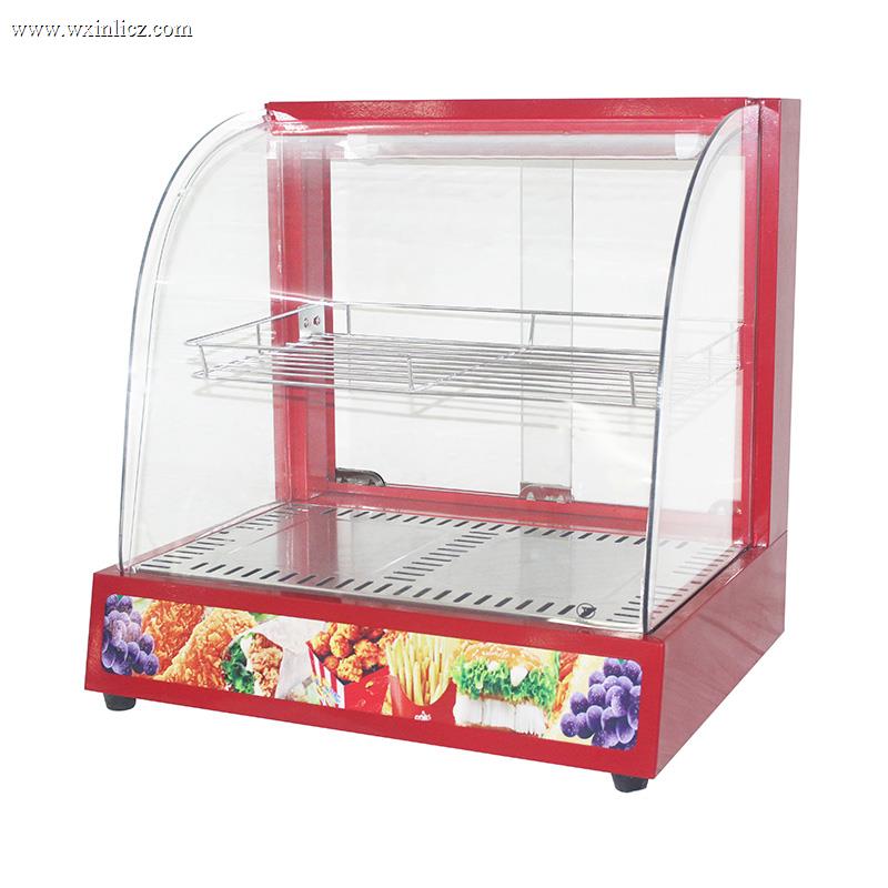 Stainless Steel Commercial Kitchen Electric Arc Glass Food Display Warmer Machine
