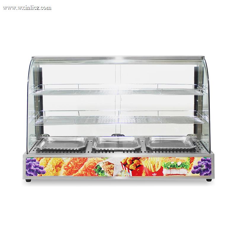 Stainless Steel Commercial Kitchen Electric Arc Glass Food Display Warmer Machine