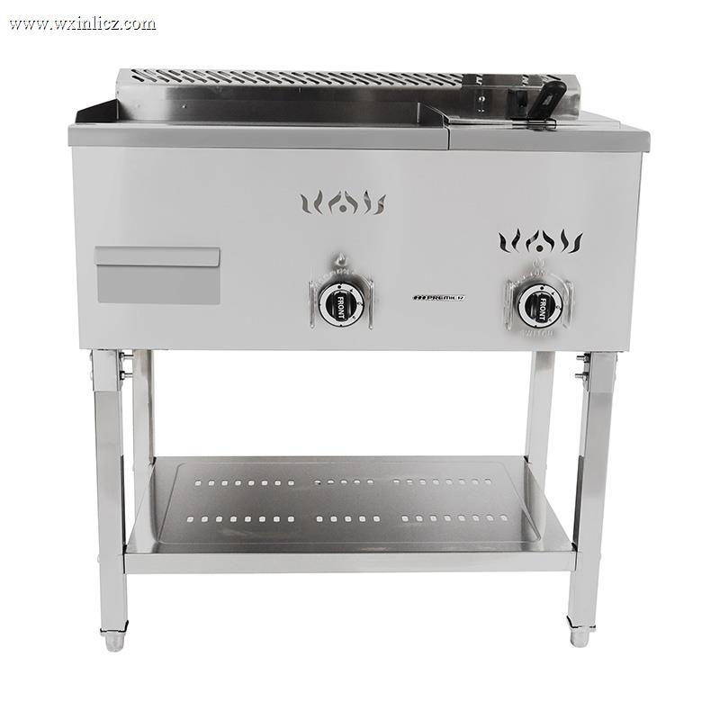 Flat Plate Pattern Stainless Steel Natural Gas/LPG Standing Griddle and Fryer