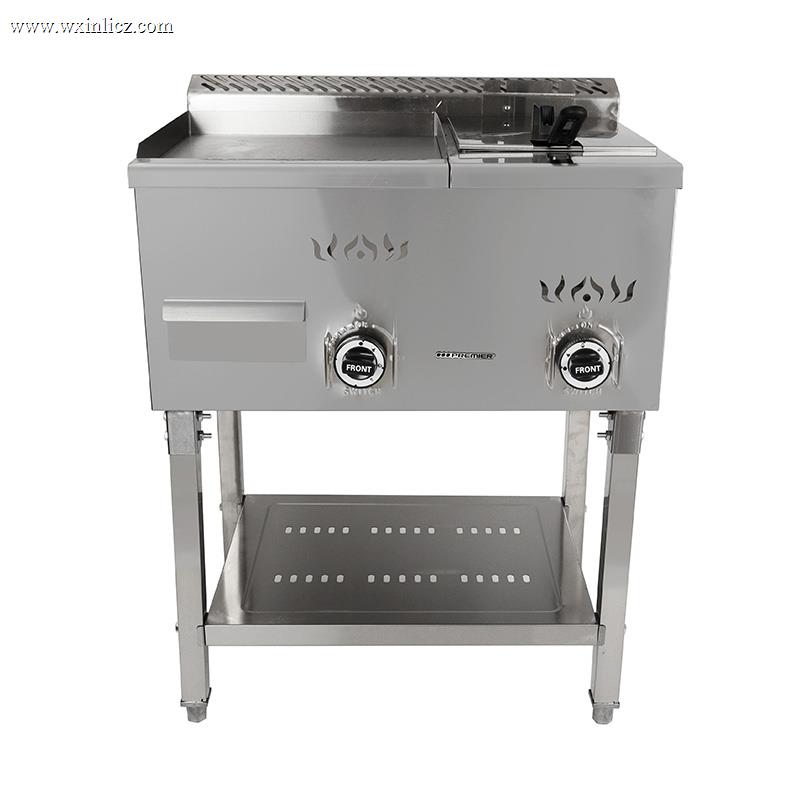 Flat Plate Pattern Stainless Steel Natural Gas/LPG Standing Griddle and Fryer